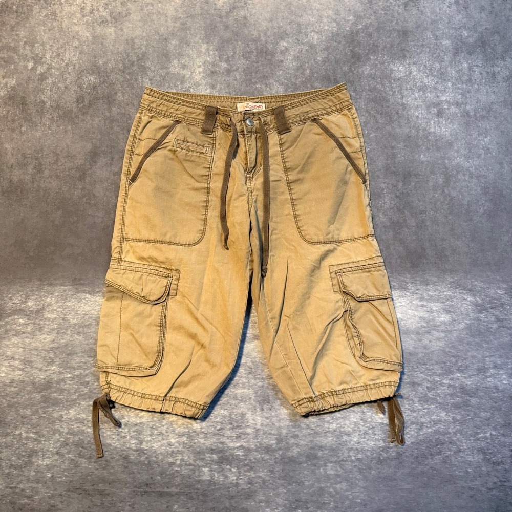 Y2K Unionbay Womens Khaki Cargo Capri Shorts Tan Size 5 Gorpcore Utility